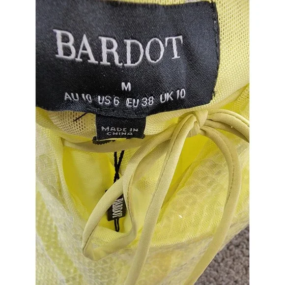 Bardot Verona Sequined Bodysuit Top Women's 6 Canary Yellow Long Sleeve Snap - Picture 9 of 15